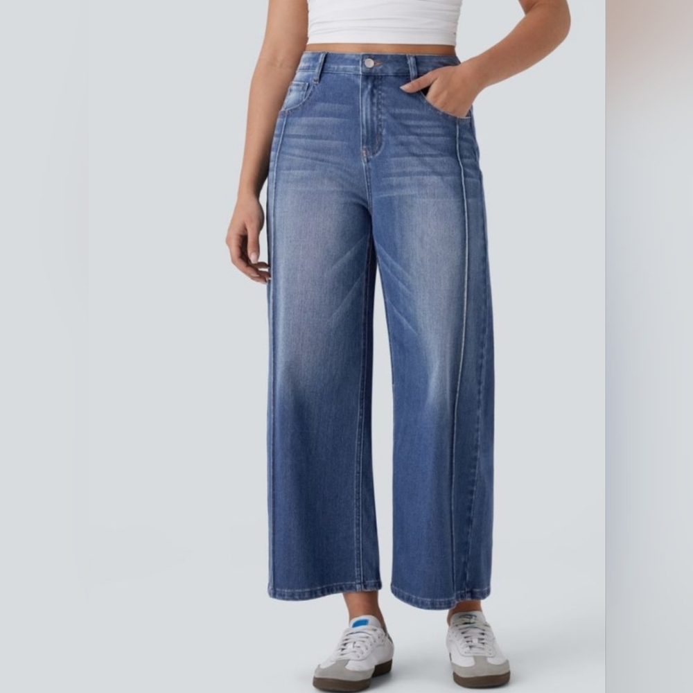 Halar Demin FLEX high Waisted Pocketed Casual Baggy  Wide-Leg Jeans MEDIUM NWT